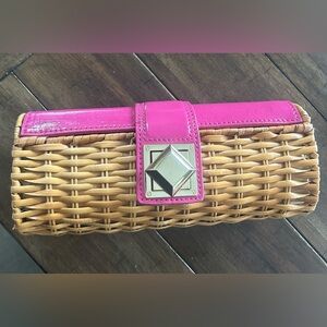 Pink and Tan Woven Michael Kors Clutch